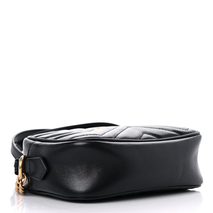 Gucci Calfskin Matelasse Mini GG Marmont Chain Shoulder Bag Black 4 of 9