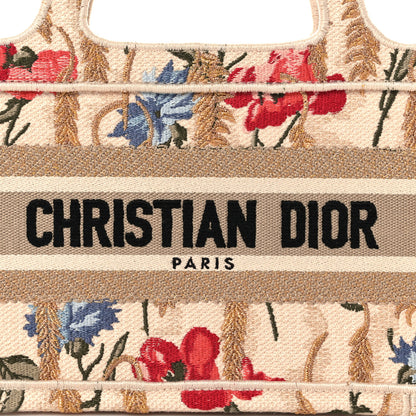 Christian Dior Canvas Embroidered Hibiscus Printed Mini Book Tote Beige Multicolor 6 of 8