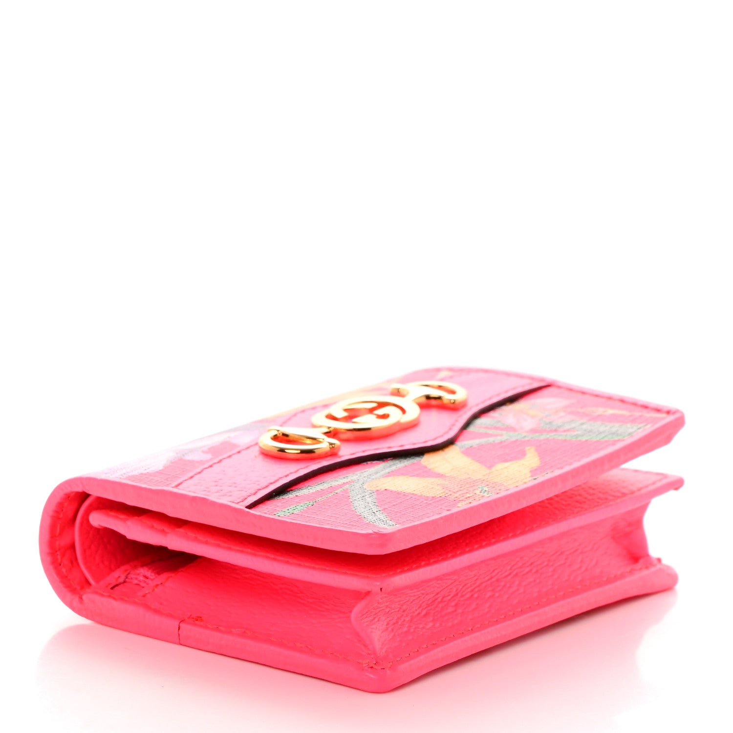 Gucci Calfskin Flora Print Zumi Card Case Fuxia Fluo 4 of 8