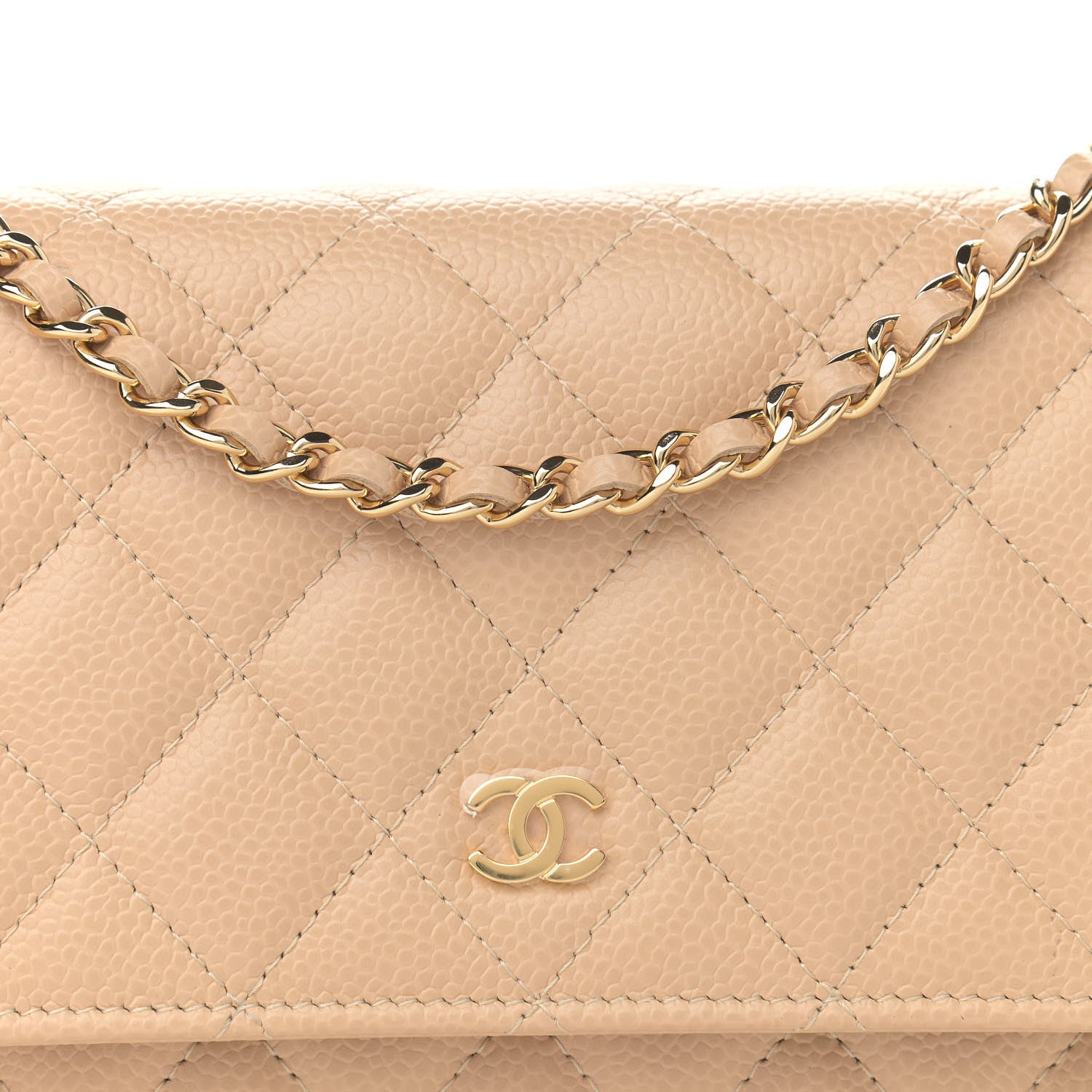 Chanel Caviar Quilted Wallet On Chain WOC Beige 9 of 12