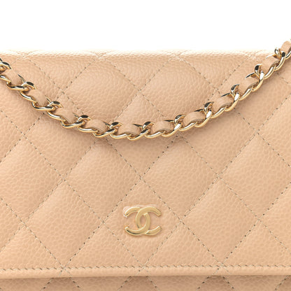 Chanel Caviar Quilted Wallet On Chain WOC Beige 9 of 12