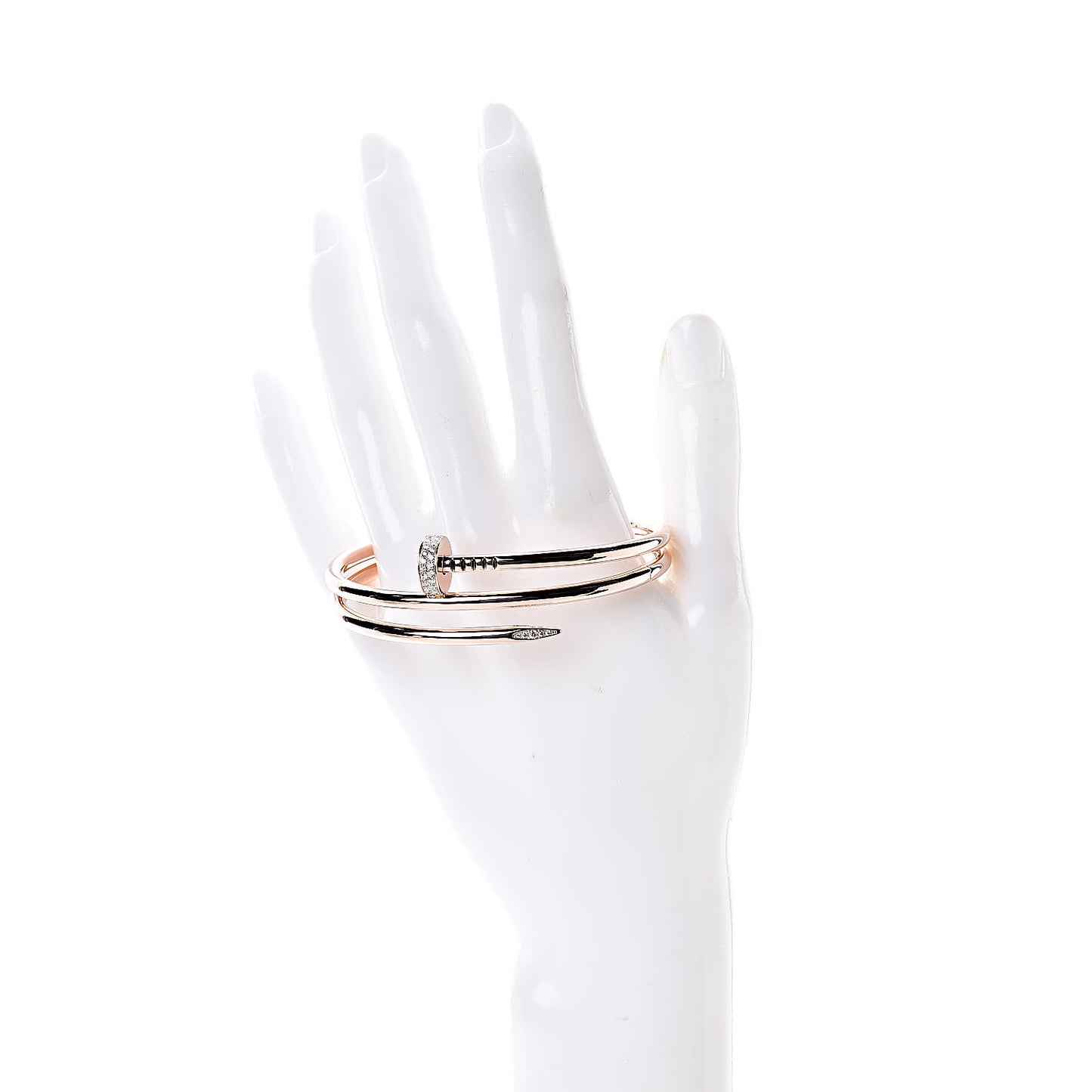 18K Pink Gold Diamond Double Wrap Juste Un Clou Bracelet 17