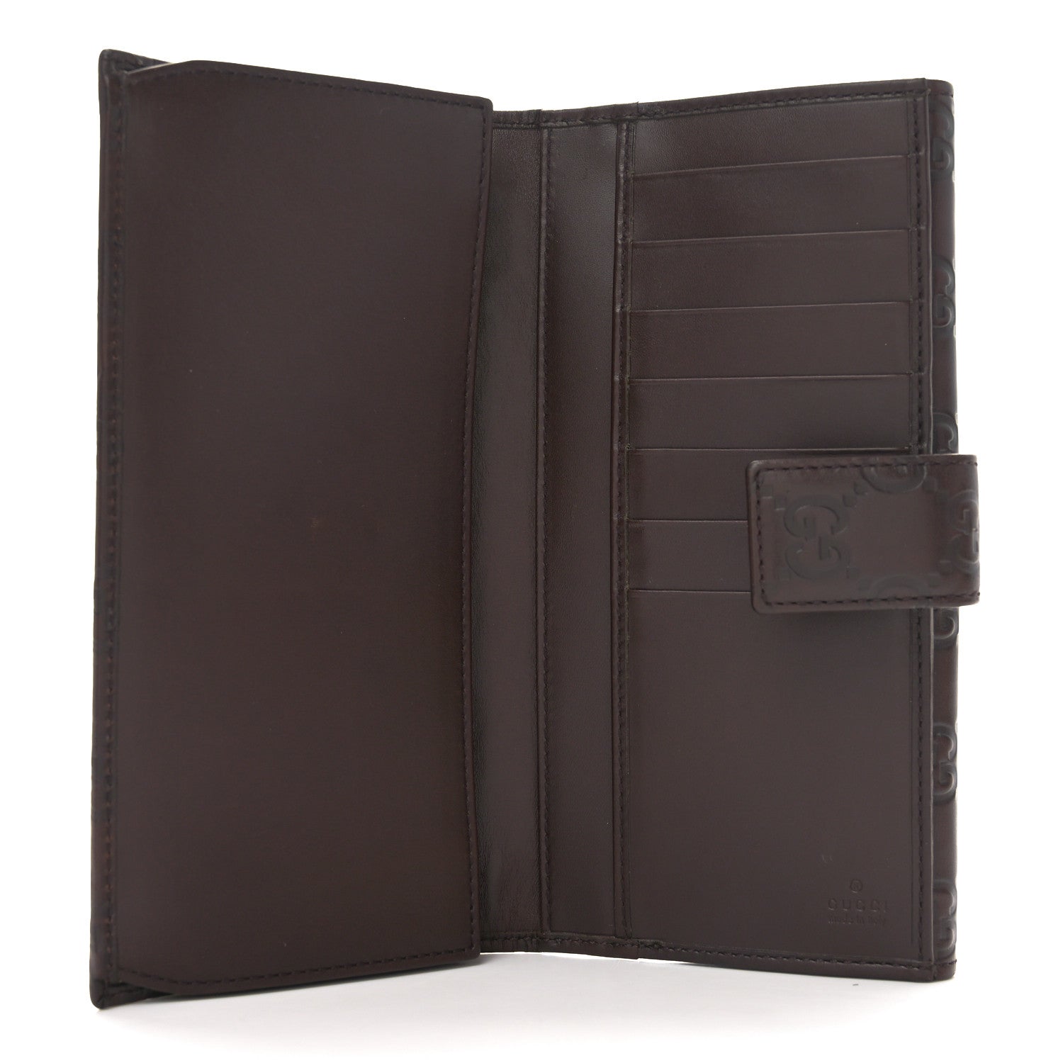 Gucci Guccissima Margaux Calfskin Metal Bar Continental Flap Wallet Chocolate 5 of 10