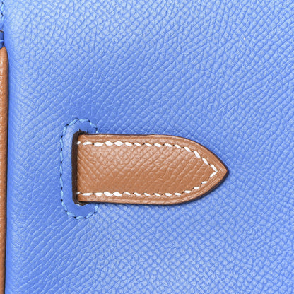 Hermes Epsom Horseshoe Birkin 35 Bleu Izmir Gold 10 of 31