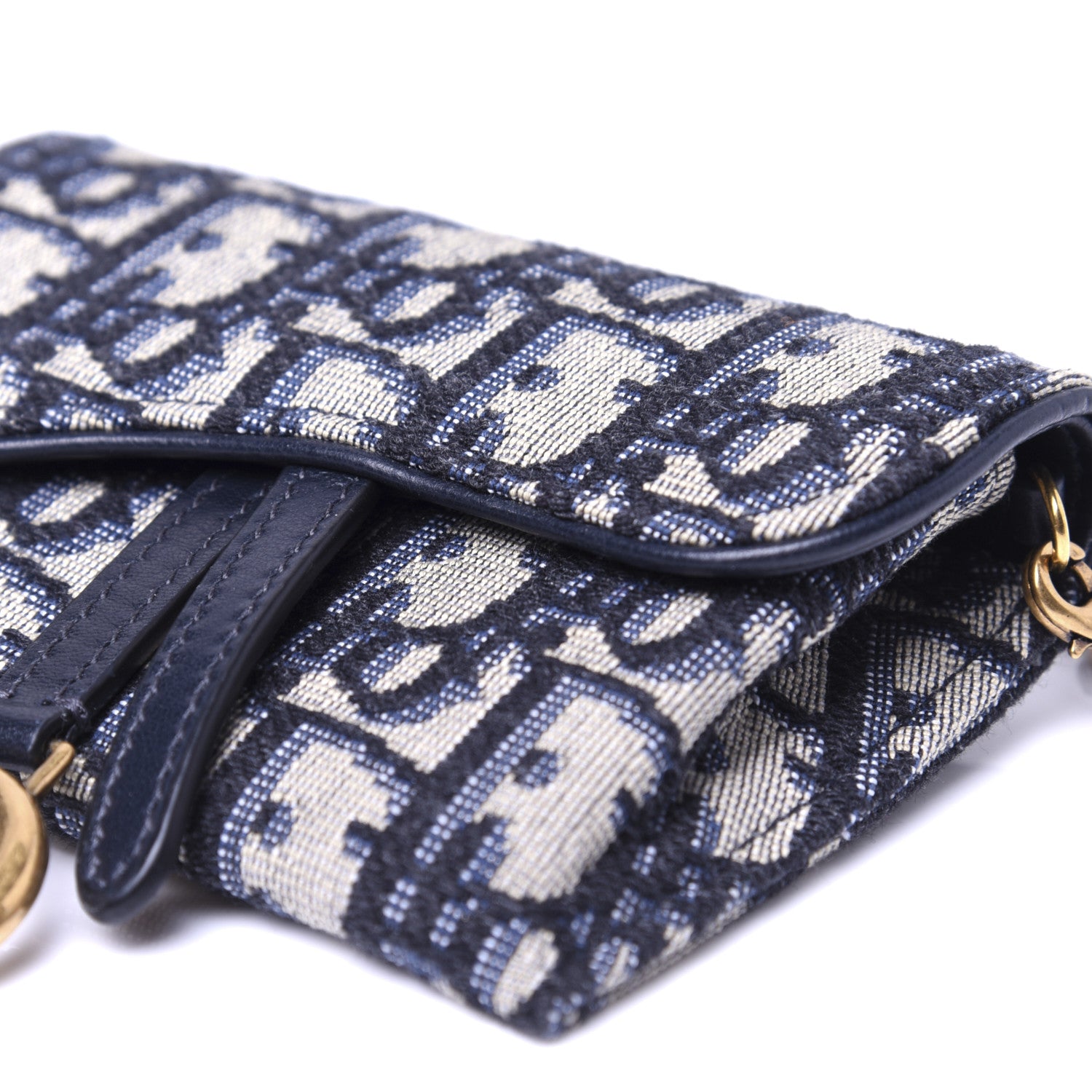 Christian Dior Oblique Nano Saddle Chain Pouch Blue 7 of 10