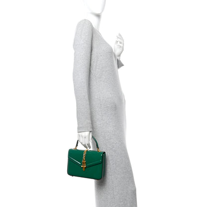 Gucci Mousse Top Patent Small Sylvie 1969 Top Handle Bag Emerald 2 of 10