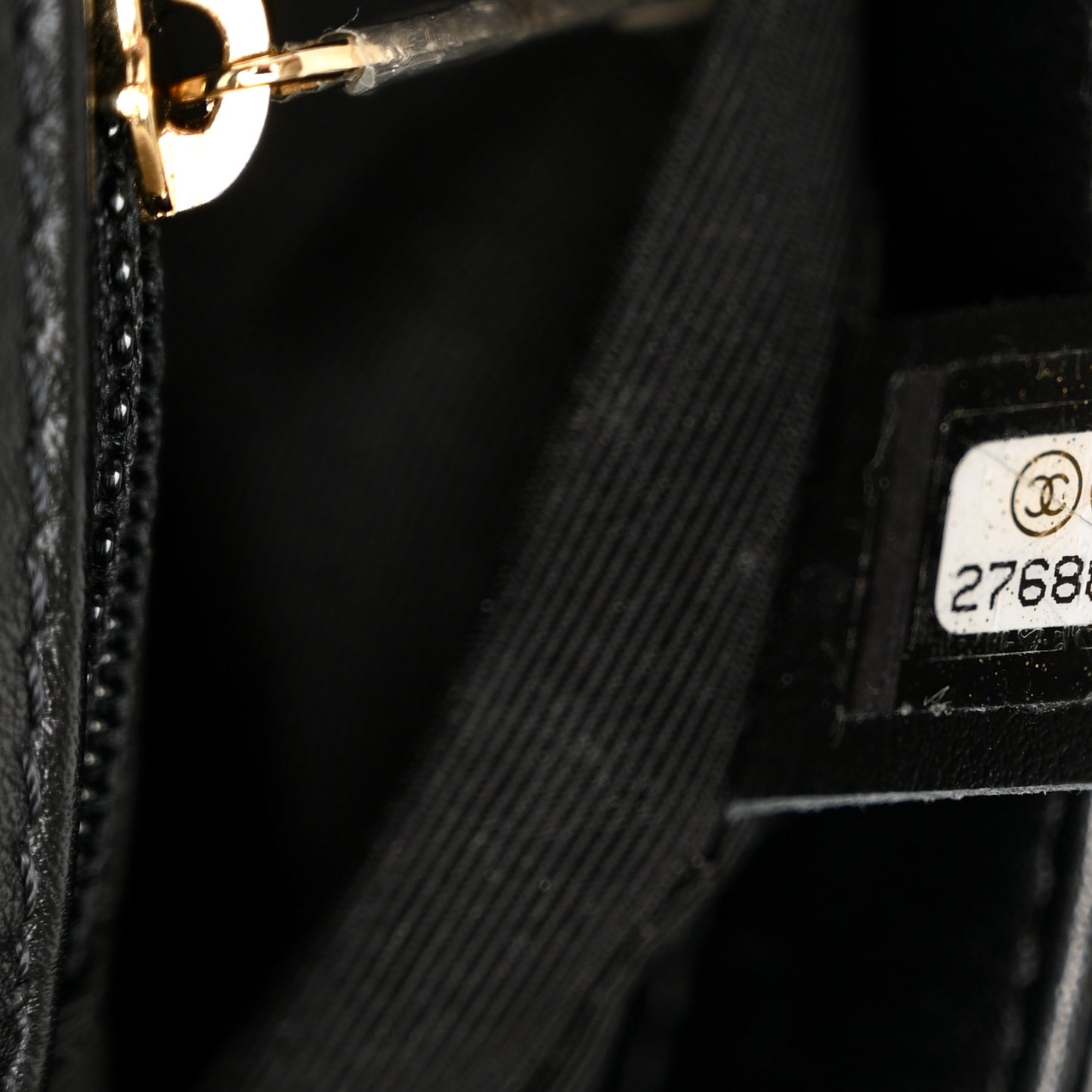 Calfskin Stitched CC Case Flap Bag Black