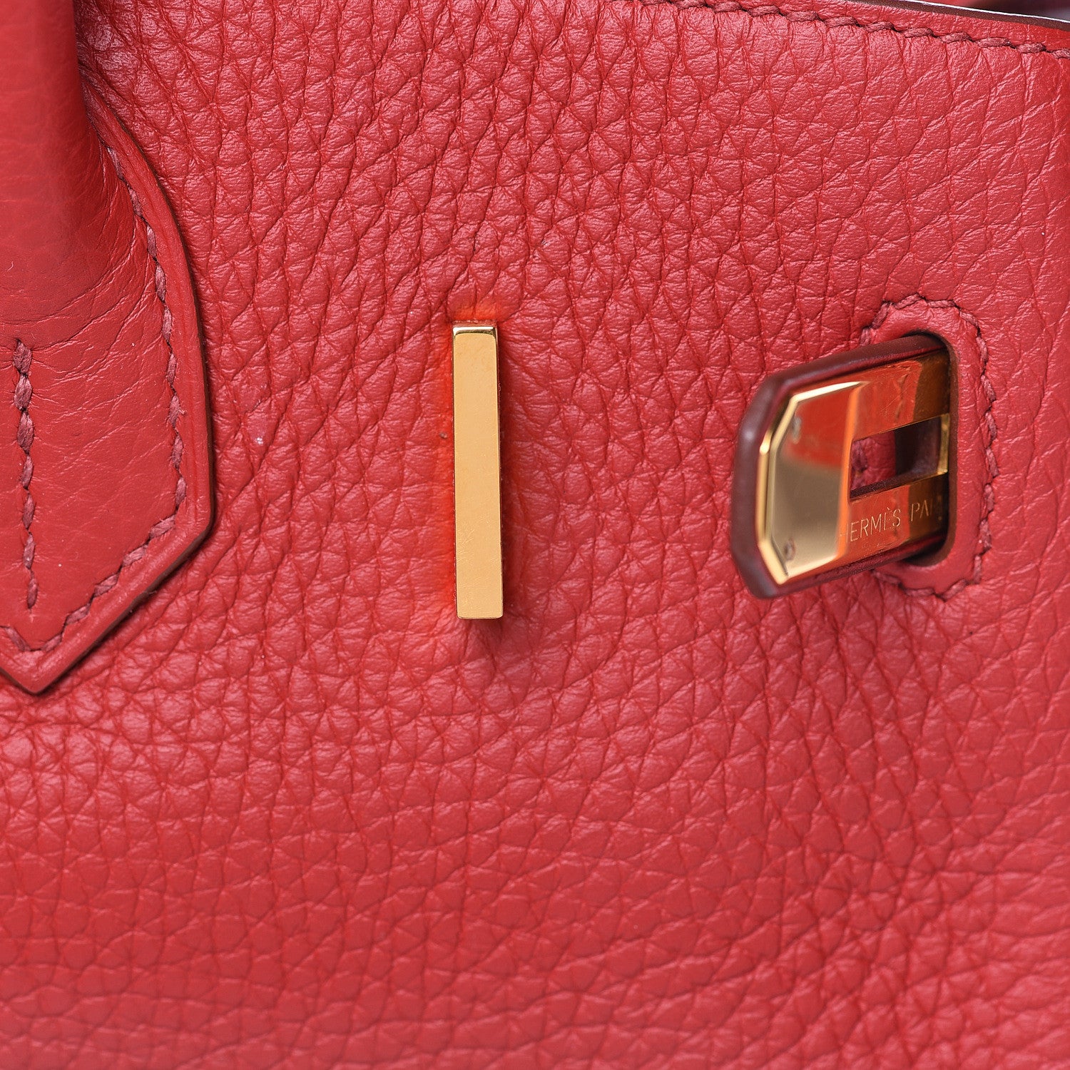 Hermes Taurillon Clemence Horseshoe Bi-Color Birkin 30 Rouge Garance and Orange 11 of 28