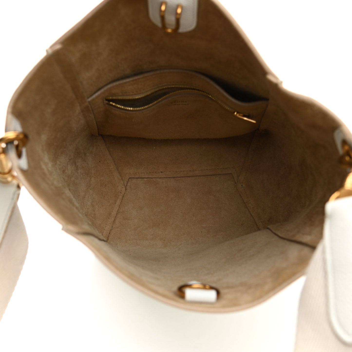 Soft Grained Calfskin Small Sangle Bucket Bag White