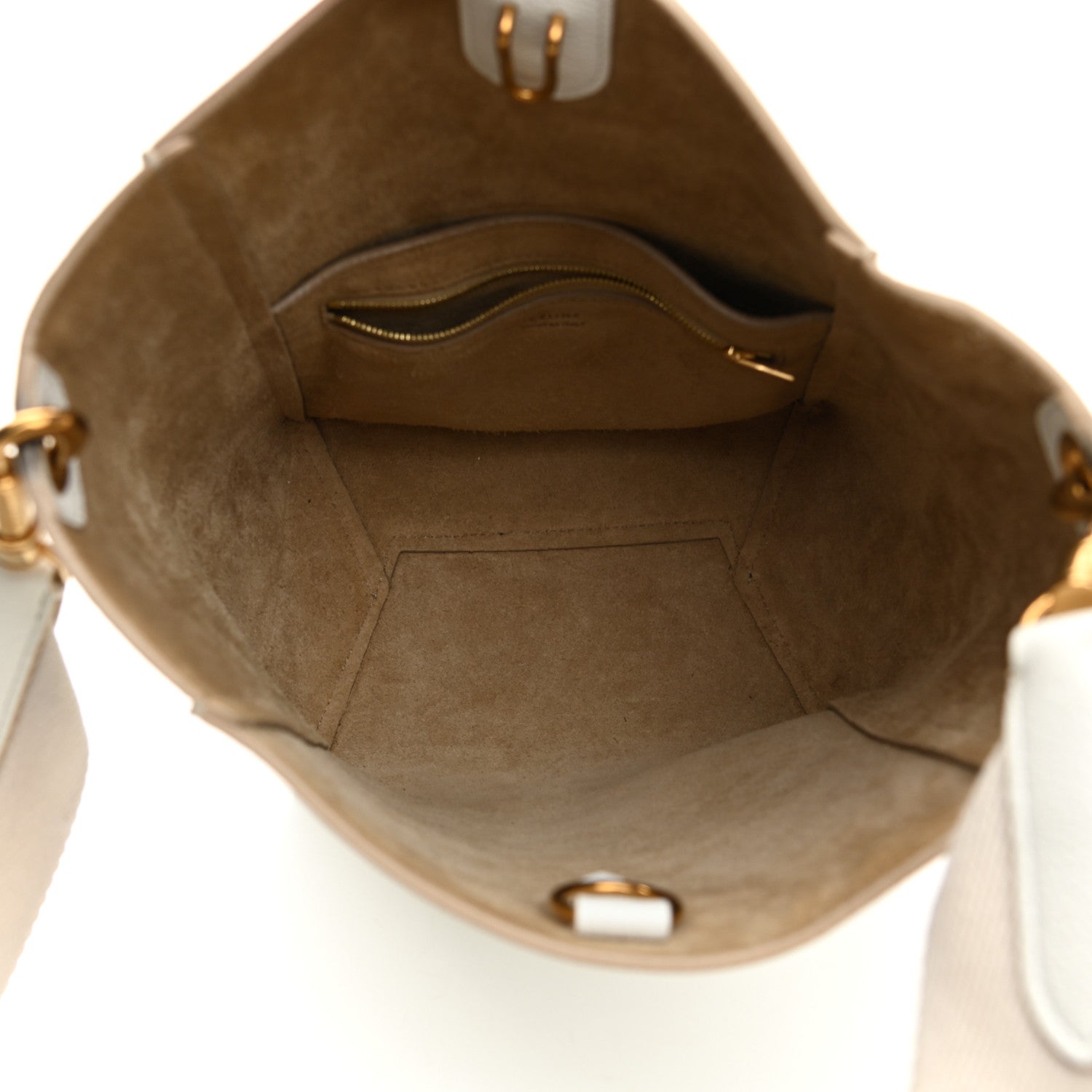 Celine Soft Grained Calfskin Small Sangle Bucket Bag White 8 of 9