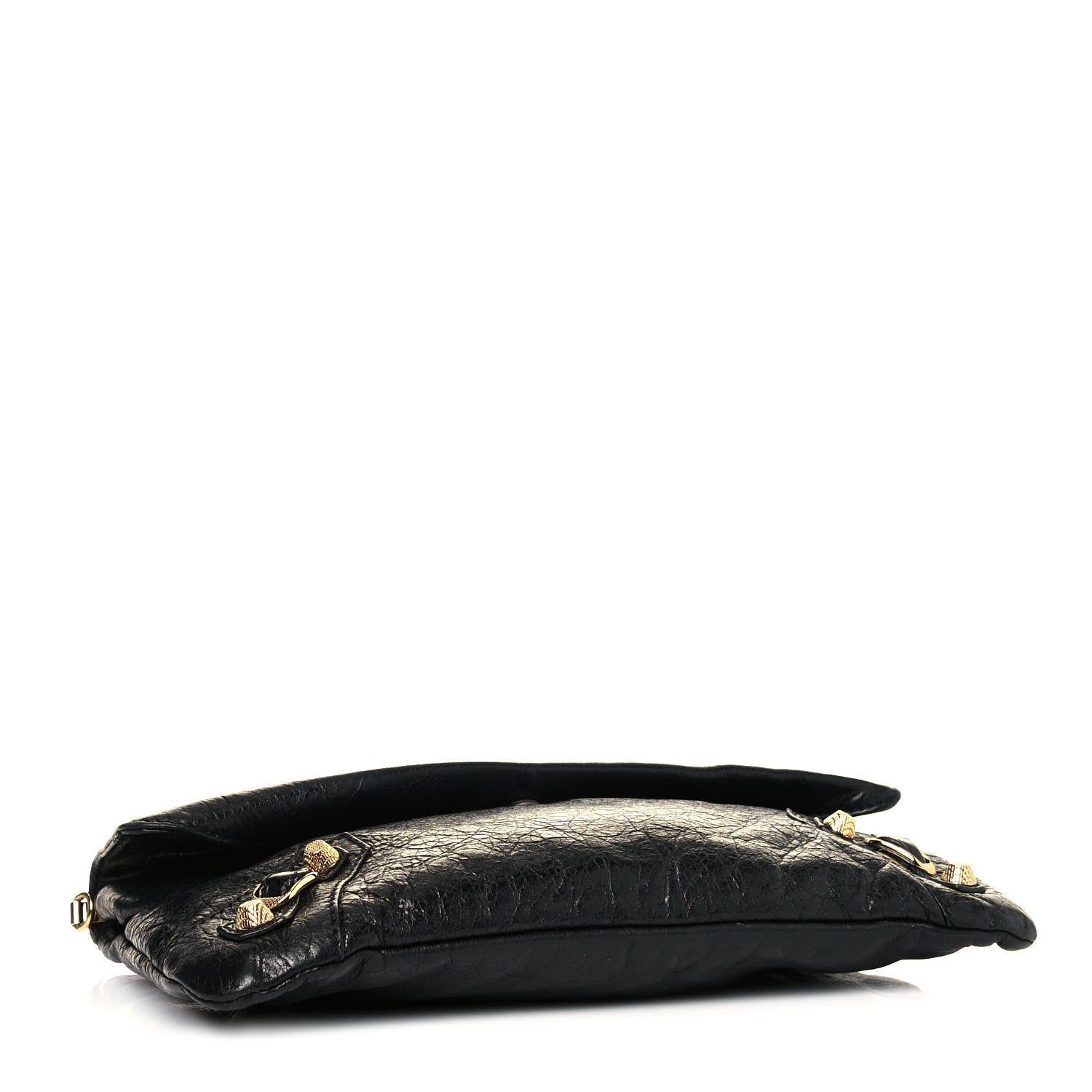 Balenciaga Agneau Giant 12 Gold Hardware Envelope Strap Clutch Black 3 of 14