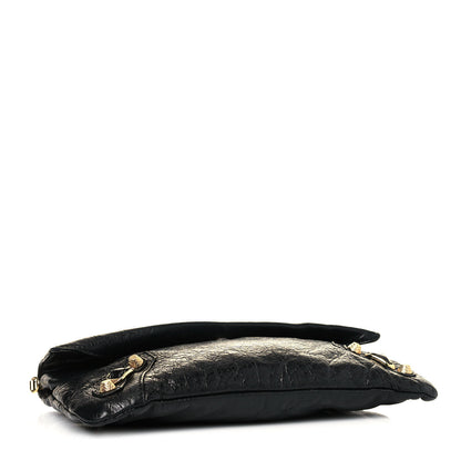 Balenciaga Agneau Giant 12 Gold Hardware Envelope Strap Clutch Black 3 of 14