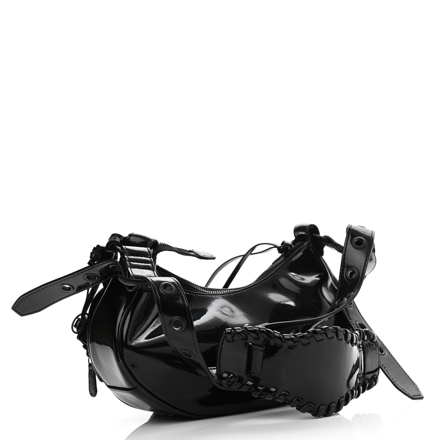 Patent Faux Leather Le Cagole Shoulder Bag XS Black