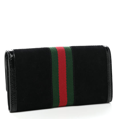 Gucci Suede Patent GG Web Ophidia Continental Wallet Black 3 of 7