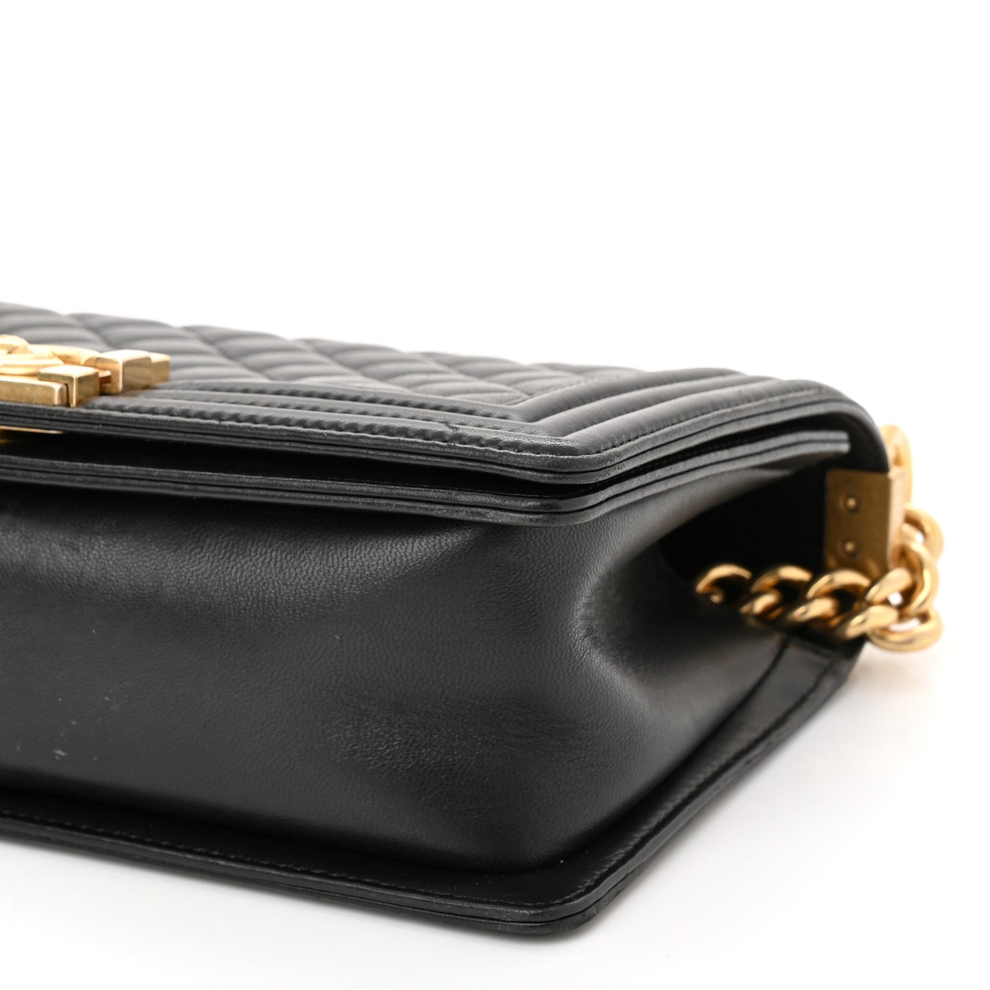 Lambskin Quilted Medium Boy Flap Black