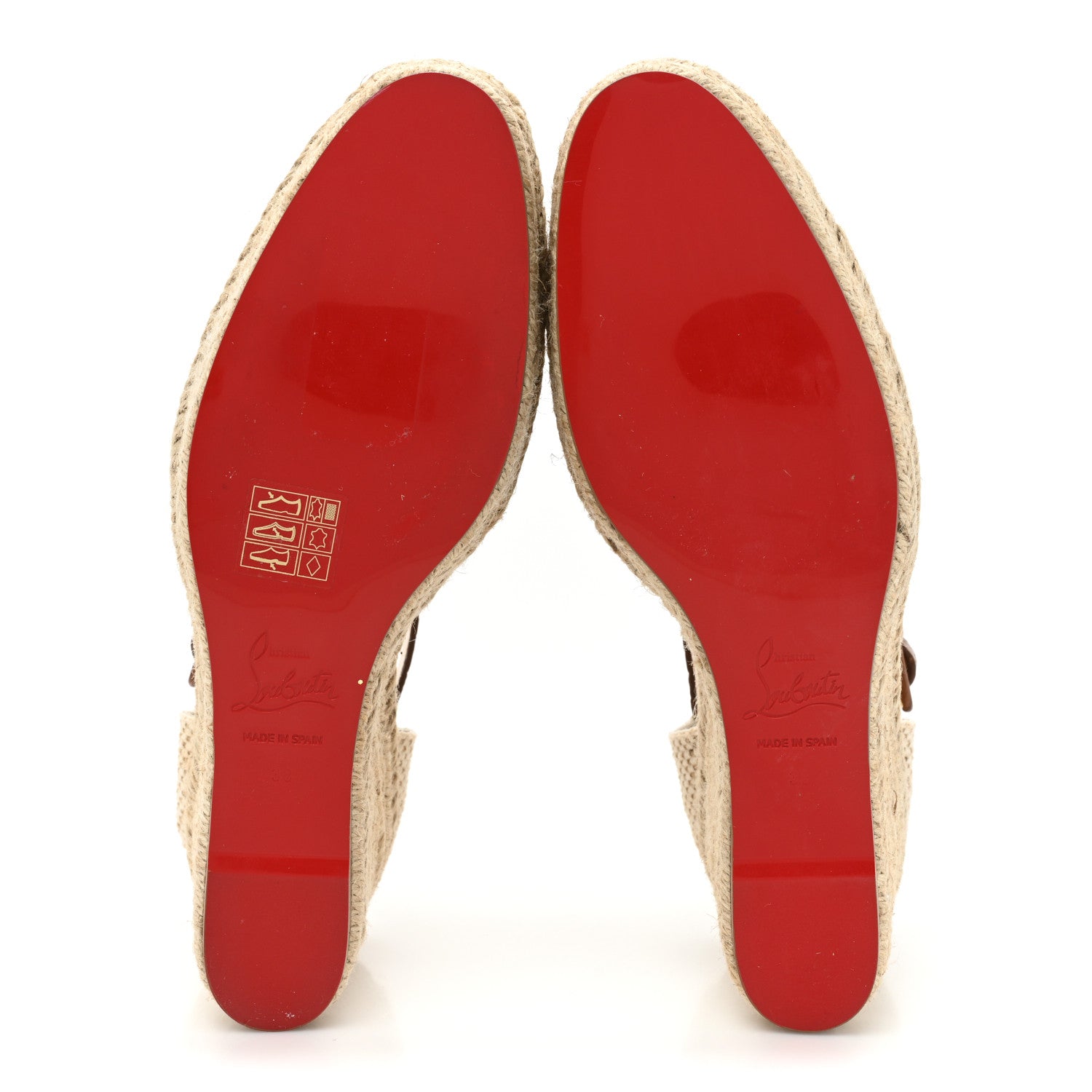 Christian Louboutin Calfskin Crocodile Embossed Amelia 90 Espadrille Wedges 38 Brown 5 of 8