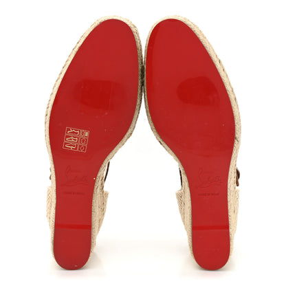 Christian Louboutin Calfskin Crocodile Embossed Amelia 90 Espadrille Wedges 38 Brown 5 of 8
