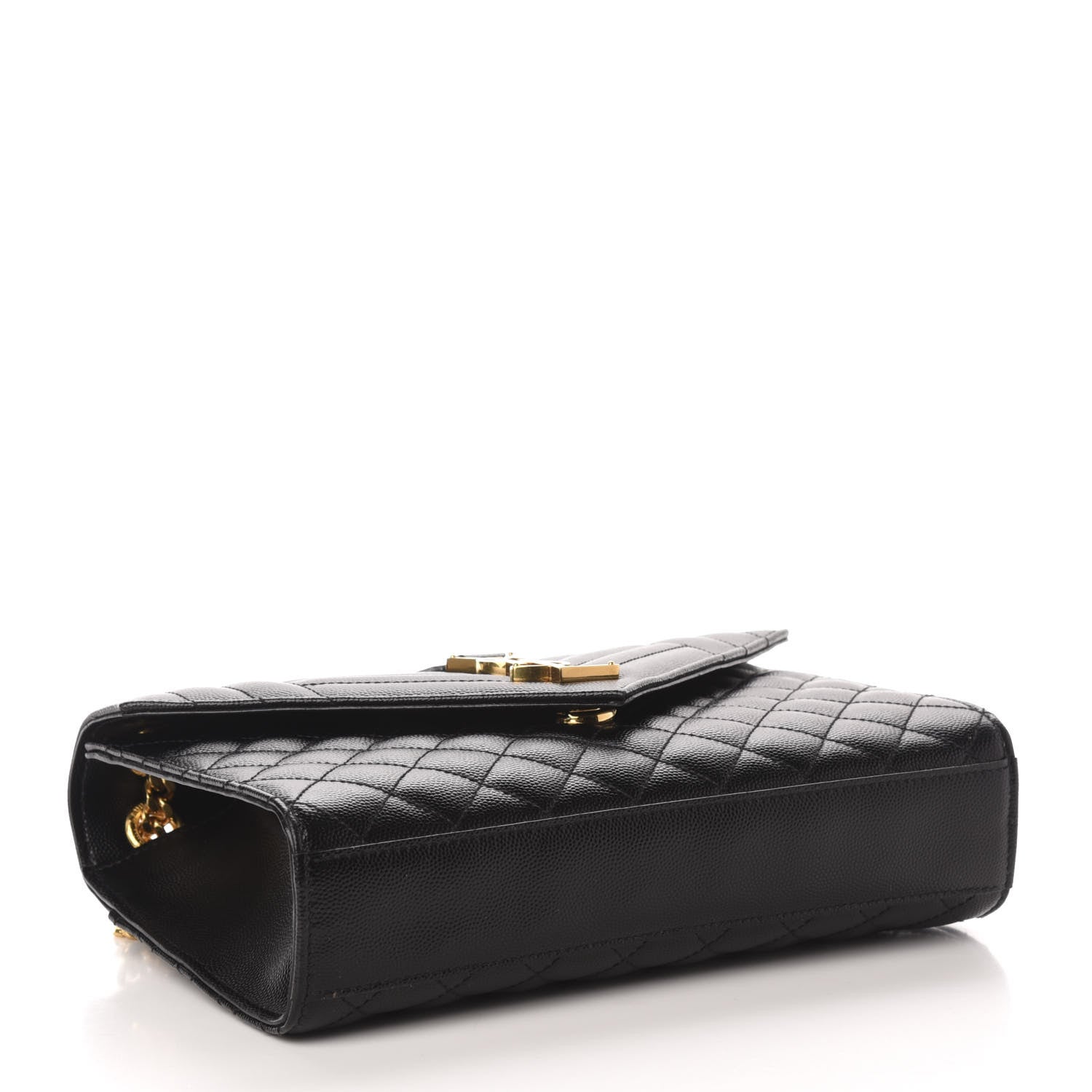 Saint Laurent Grain De Poudre Textured Mixed Matelasse Triquilt Medium Monogram Satchel Black 4 of 10