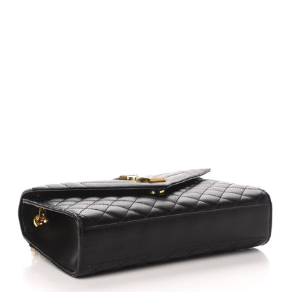 Saint Laurent Grain De Poudre Textured Mixed Matelasse Triquilt Medium Monogram Satchel Black 4 of 10