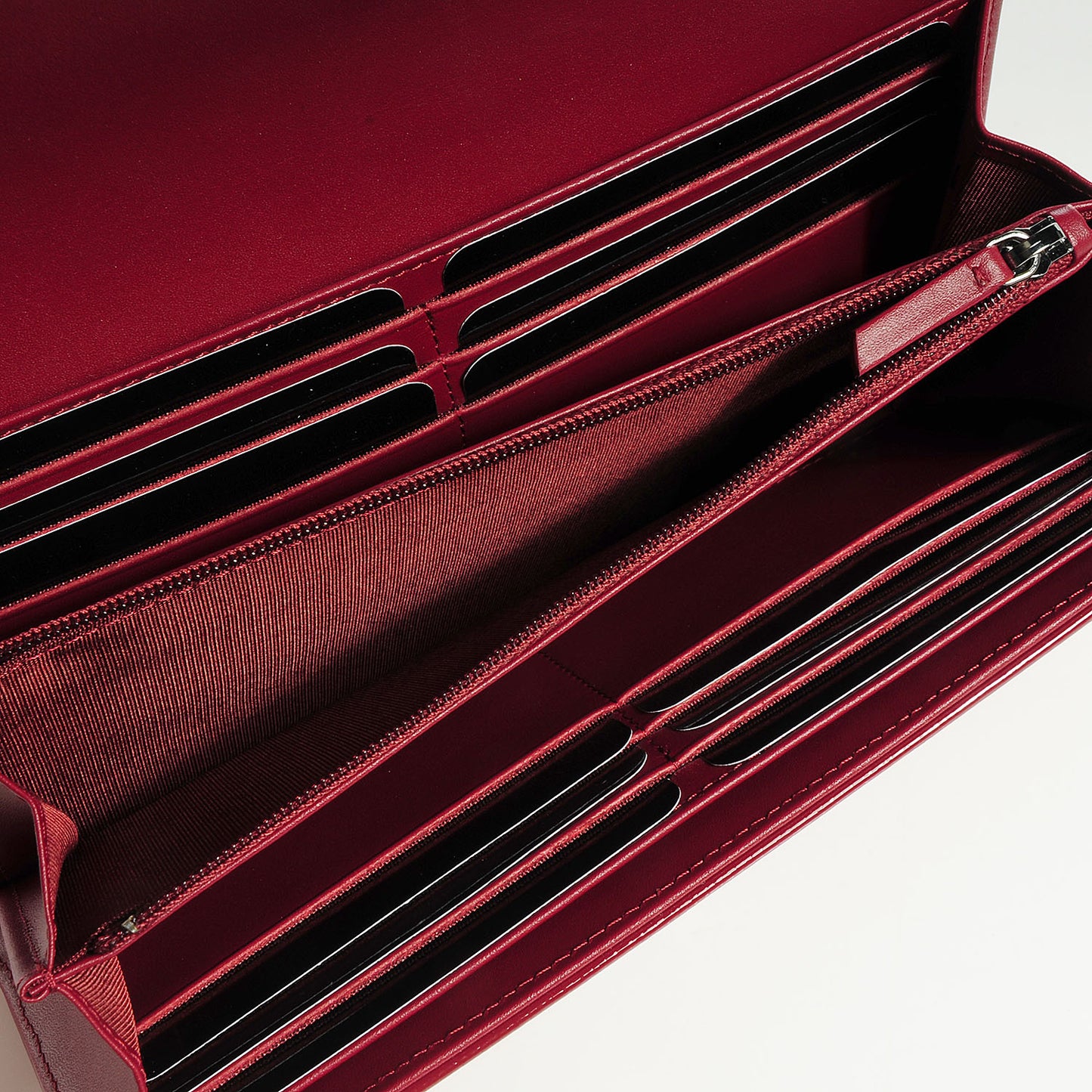 Patent Caviar Timeless CC Large Gusset Flap Wallet Burgundy