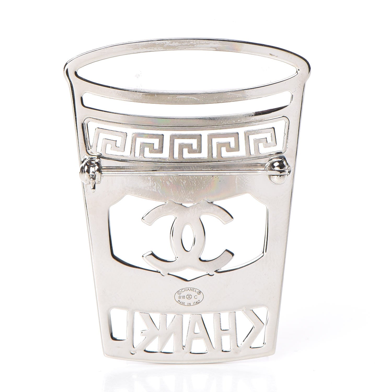Chanel Crystal CC Greek Cup Brooch Silver Blue 3 of 5