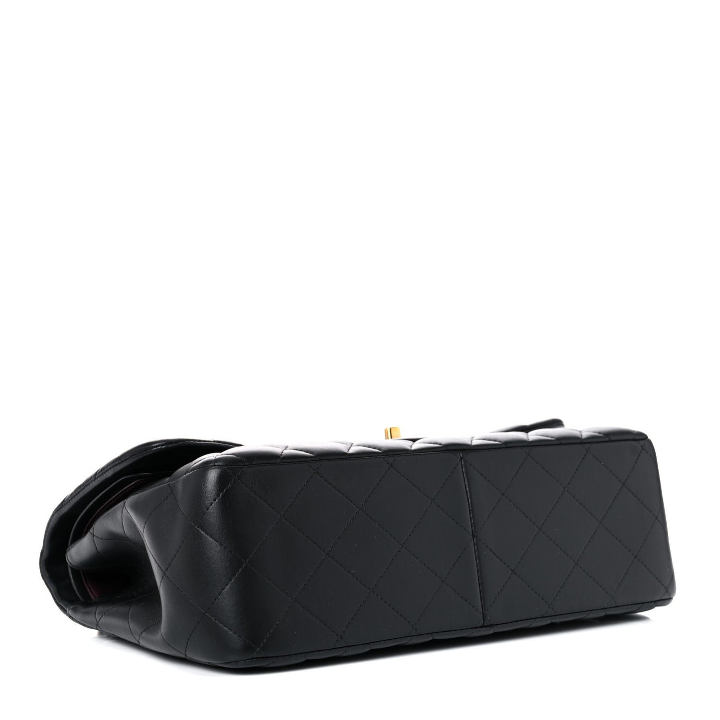 Lambskin Quilted Jumbo Double Flap Black