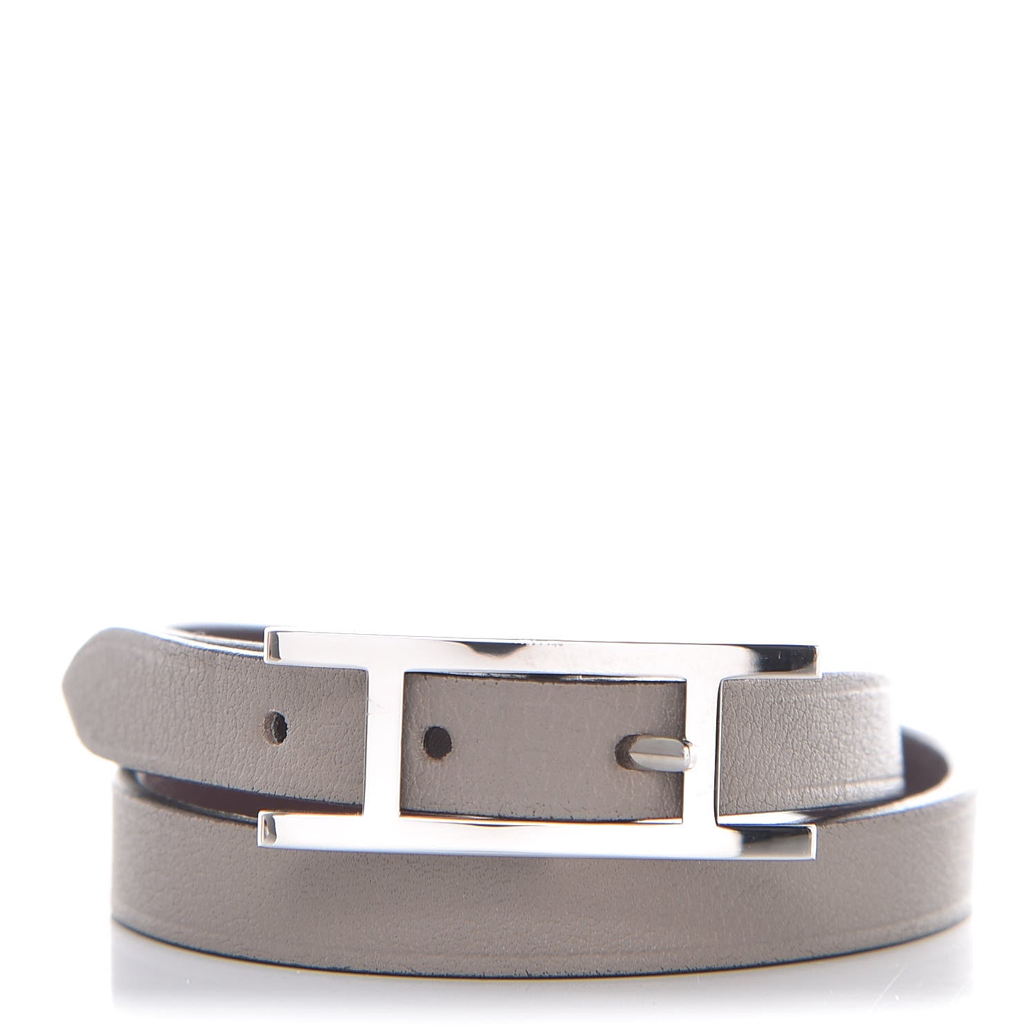Hermes Swift Behapi Double Tour Bracelet T2 Gris Asphalte Bordeaux 1 of 7
