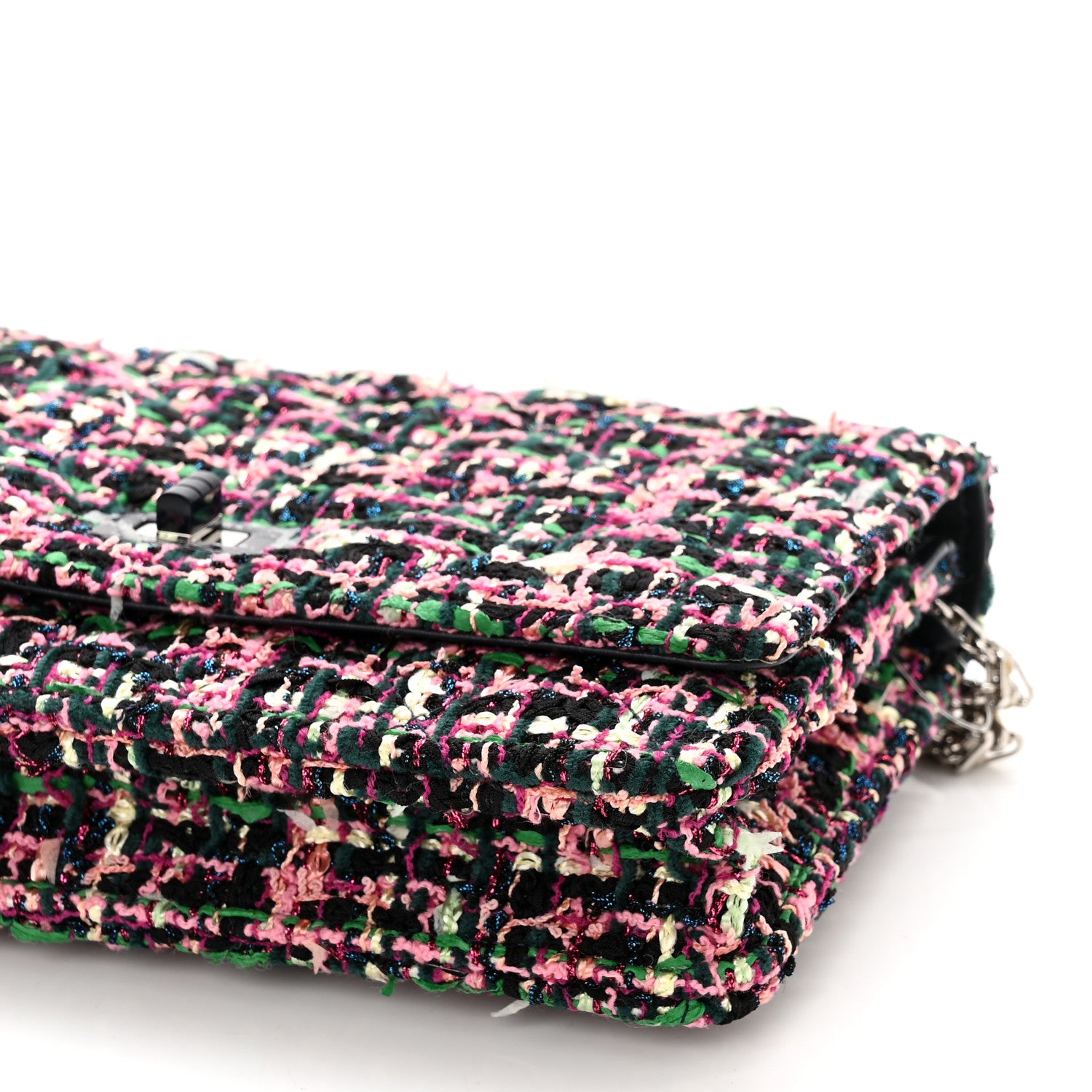Chanel Tweed Quilted Reissue Wallet On Chain WOC Pink Multicolor 11 of 12