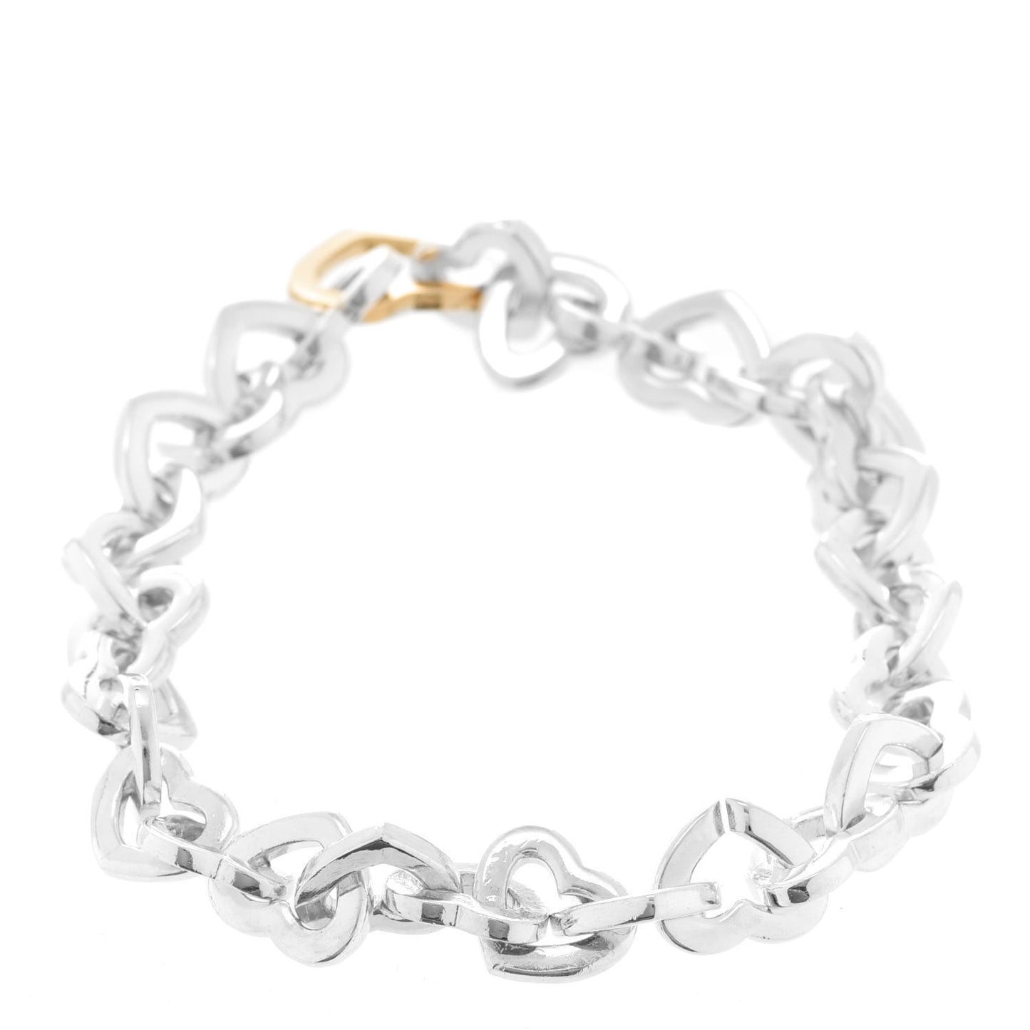 Sterling Silver 18K Yellow Gold Heart Links Bracelet