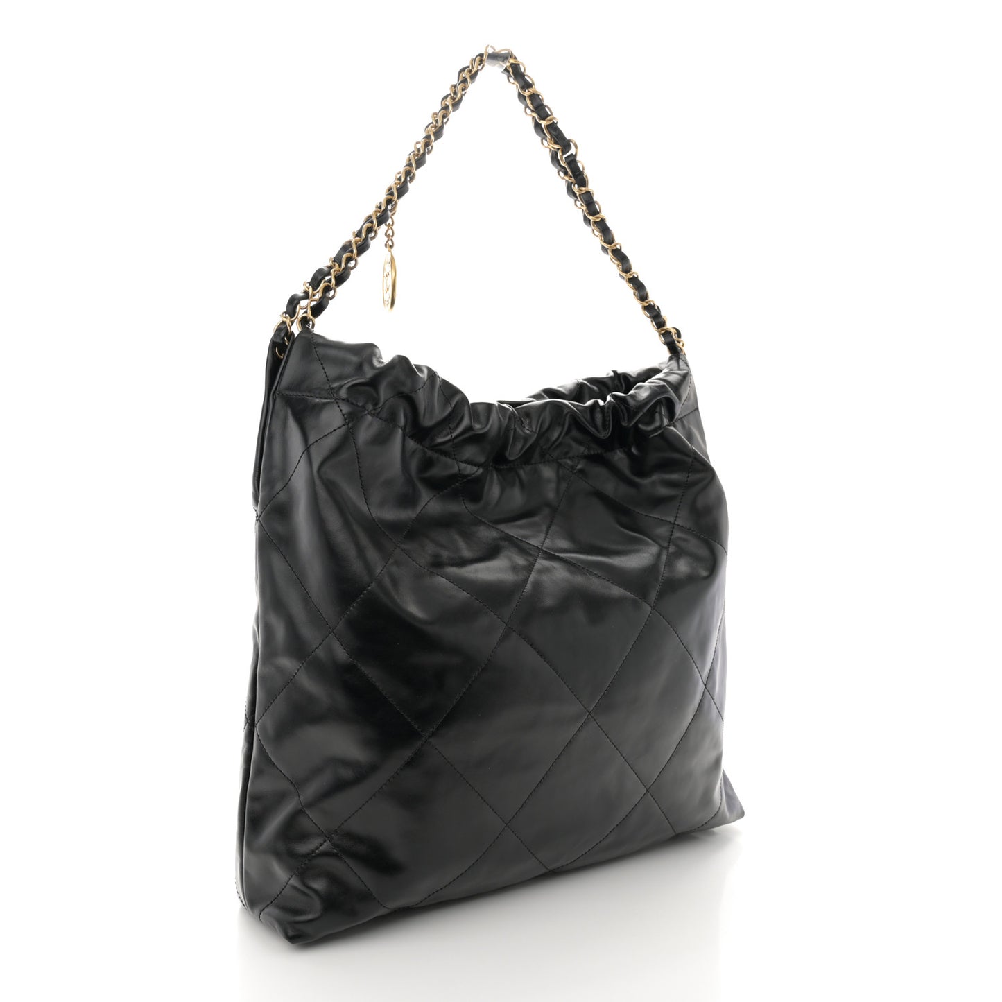 Shiny Calfskin Quilted Chanel 22 Black