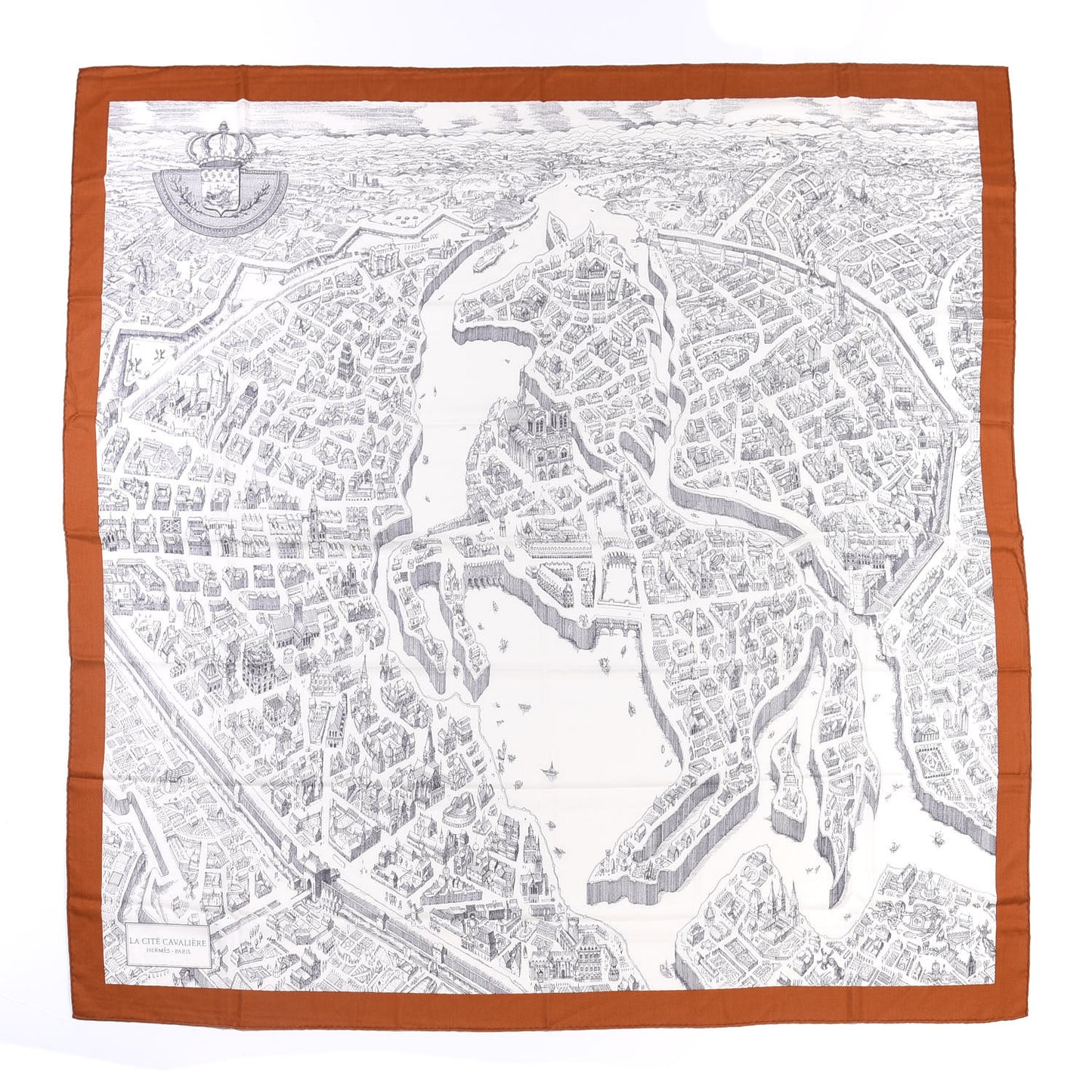 Cashmere Silk La Cite Cavaliere Shawl 140 Caramel White Anthracite