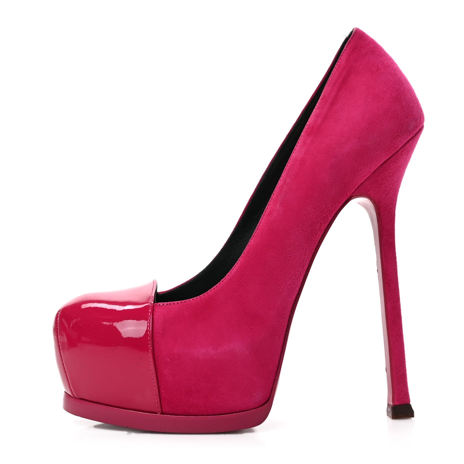 Saint Laurent Suede Vitello Vernice Tribtoo 105 Platform Pumps 37 Fuchsia 1 of 9