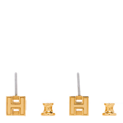 Hermes Gold Lacquered Cage d'H Earrings Black 3 of 4