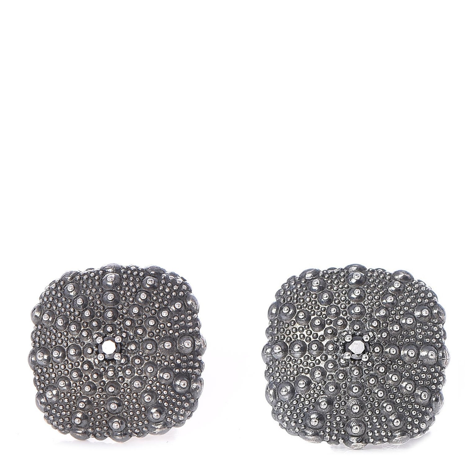 David Yurman Sterling Silver Black Diamond Sea Urchin Cufflinks 1 of 6