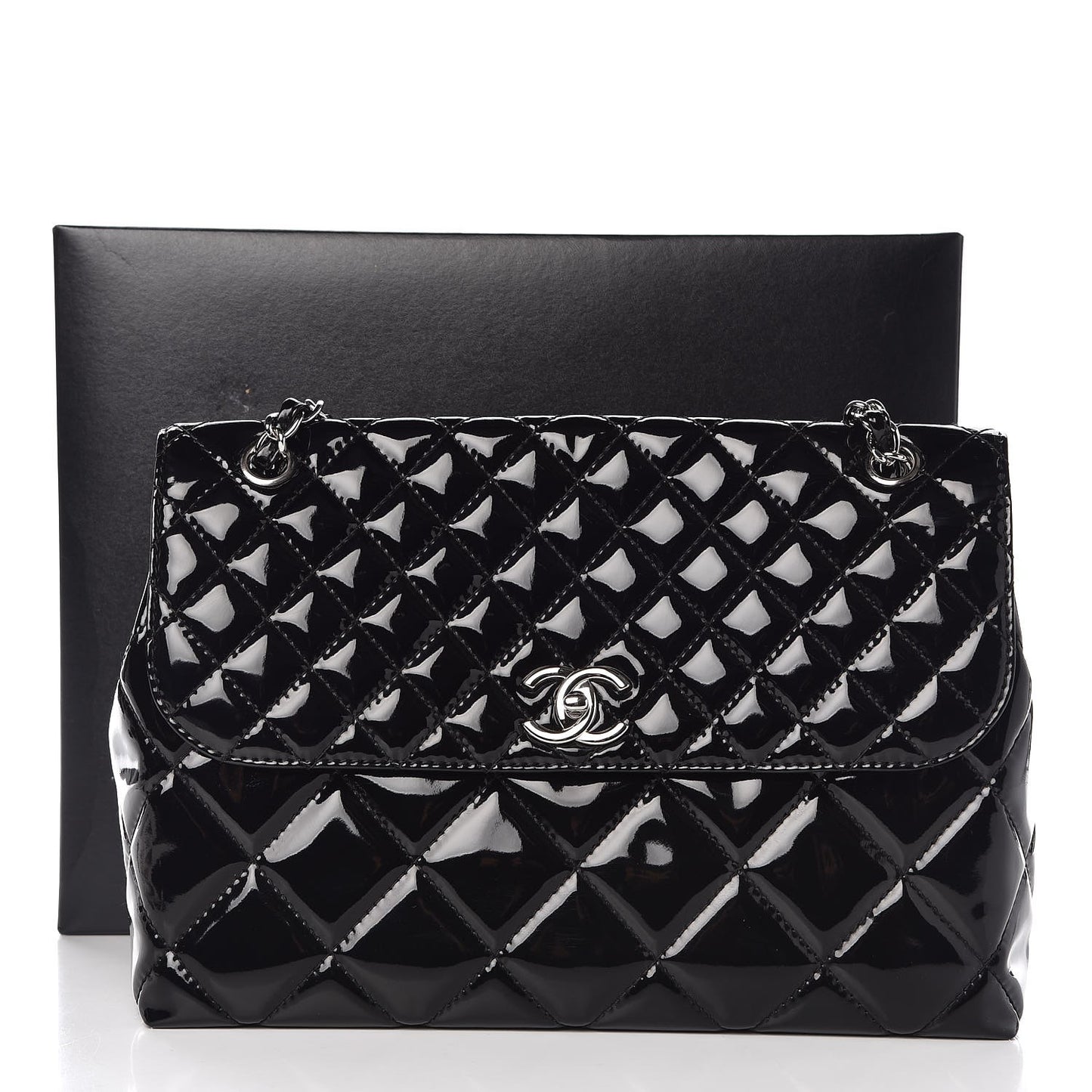 Vinyl Quilted In the Business Flap Bag Black