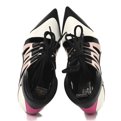 Louis Vuitton Calfskin Rubber Streamline Lace Up Pumps 40 Black White Pink 2 of 8
