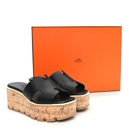 Hermes Calfskin Cork Eze 30 Sandals 35 Black 10 of 10