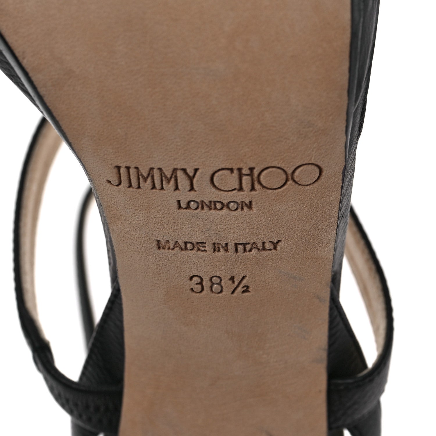 Jimmy Choo Grainy Calfskin Discus Sandals 38.5 Black 6 of 7