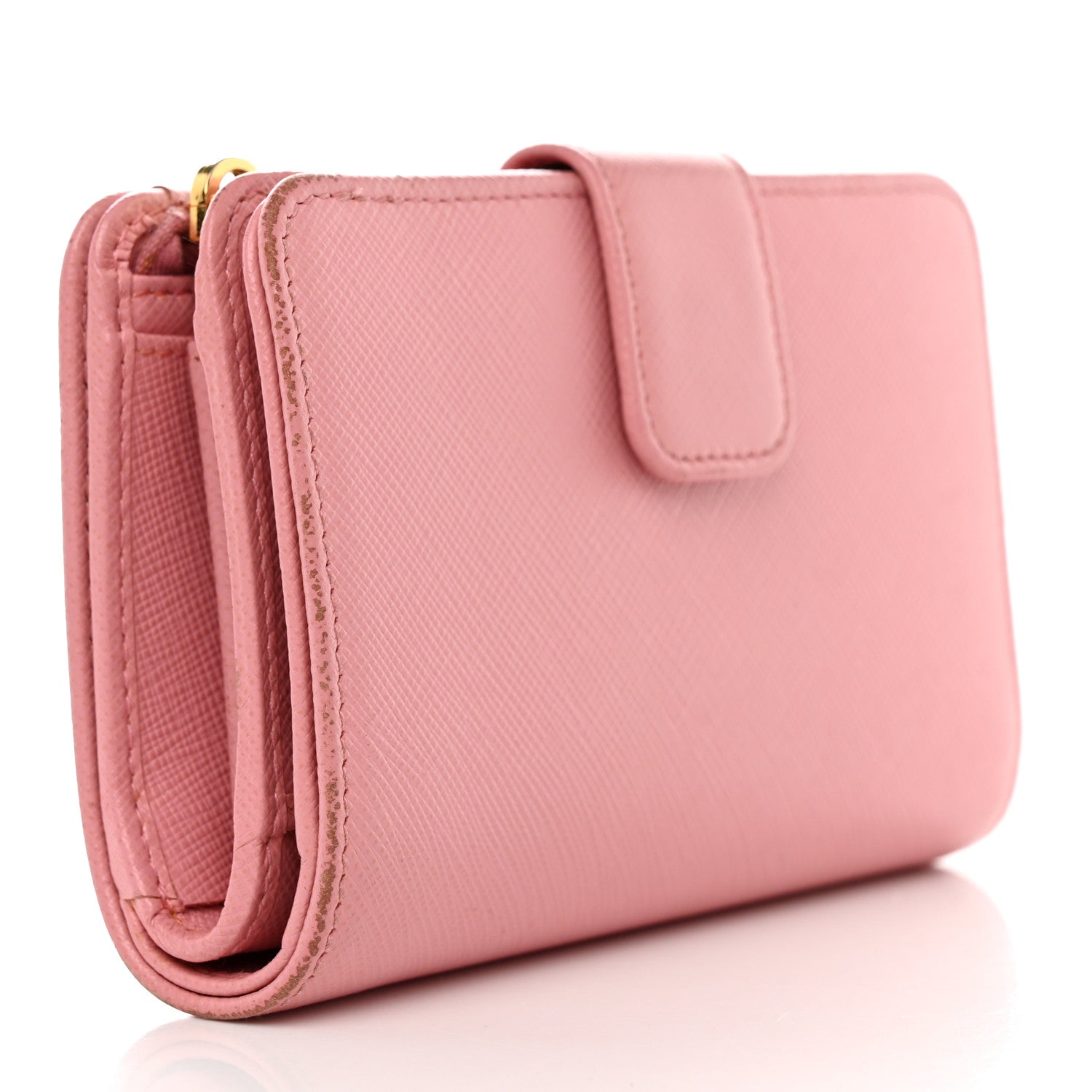 Prada Saffiano Metal Compact Wallet Peonia Petalo 3 of 11