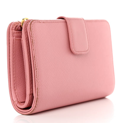 Prada Saffiano Metal Compact Wallet Peonia Petalo 3 of 11