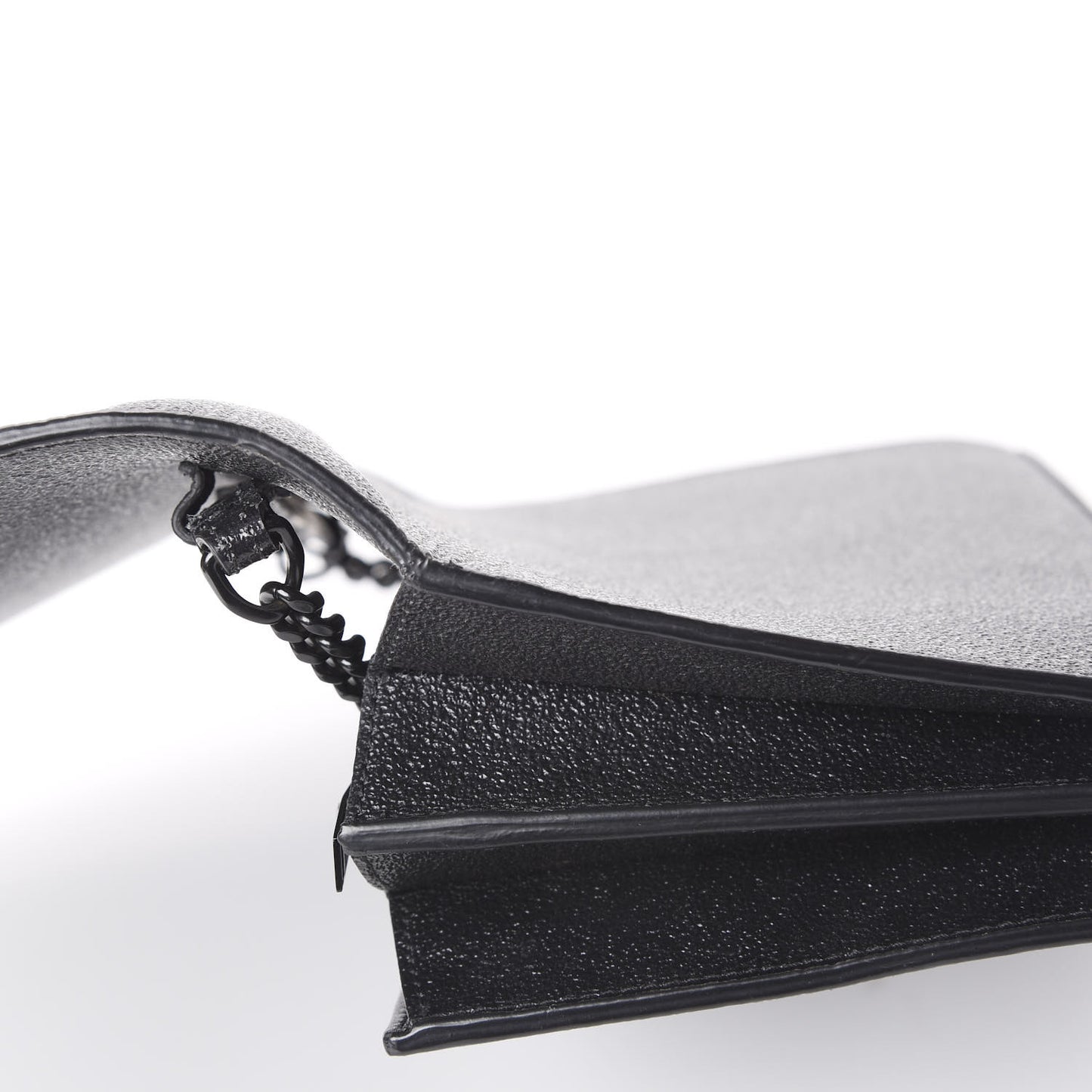 Grained Metallic Calfskin Monogram Chain Wallet Black