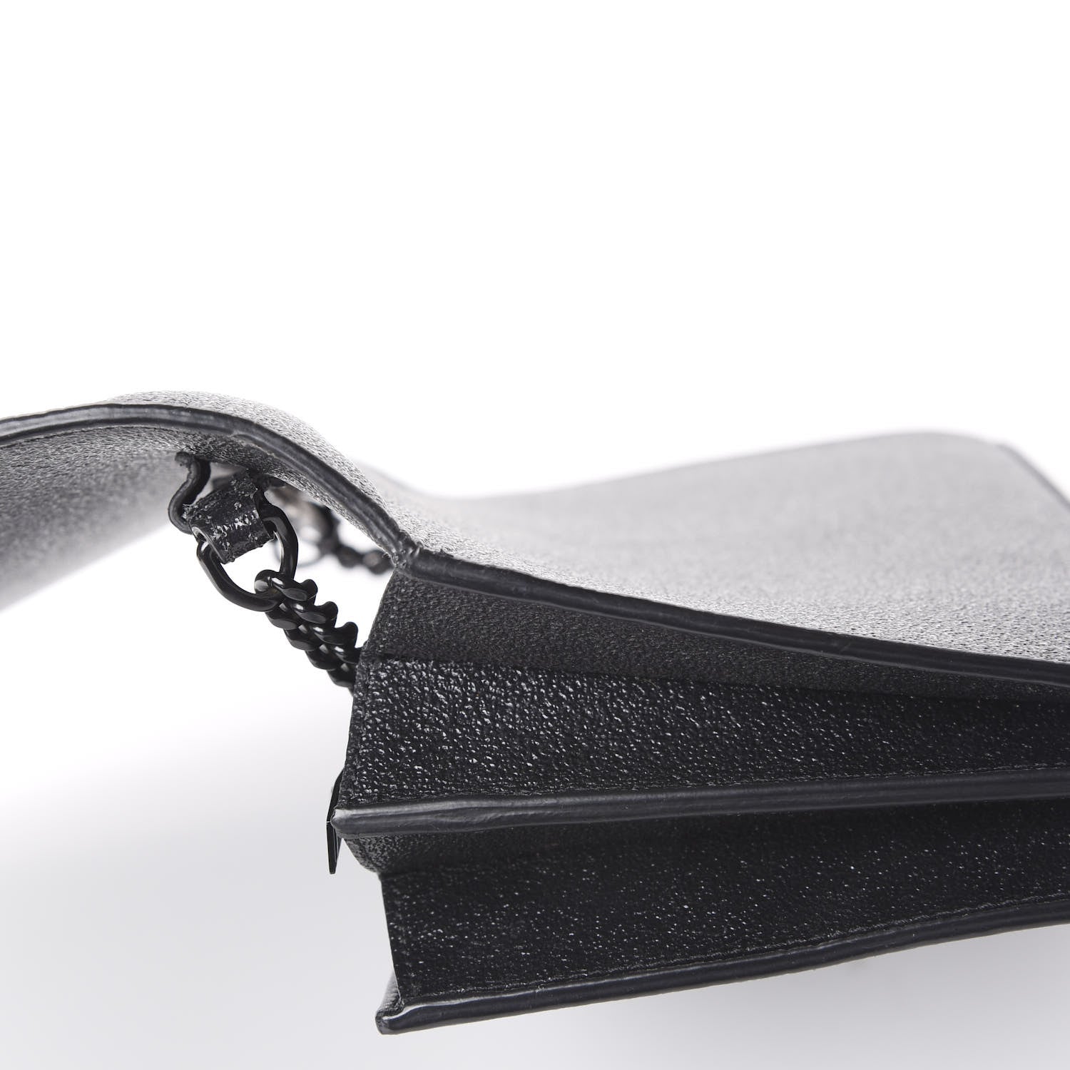 Saint Laurent Grained Metallic Calfskin Monogram Chain Wallet Black 11 of 11