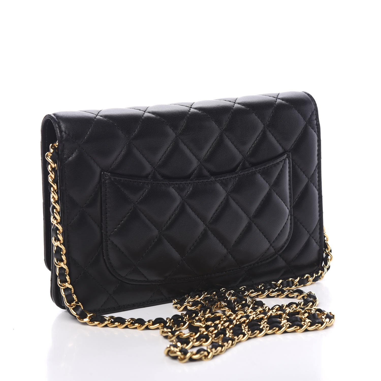 Chanel Lambskin Quilted Wallet On Chain WOC Black 2 of 12