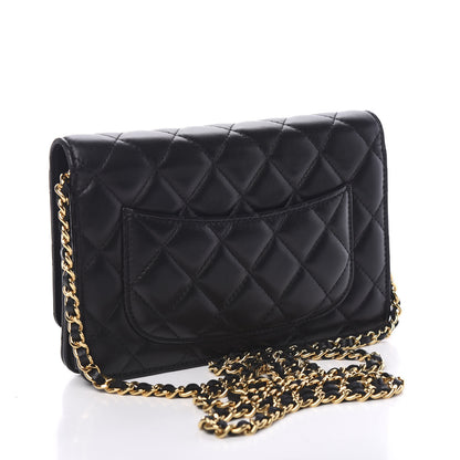 Chanel Lambskin Quilted Wallet On Chain WOC Black 2 of 12