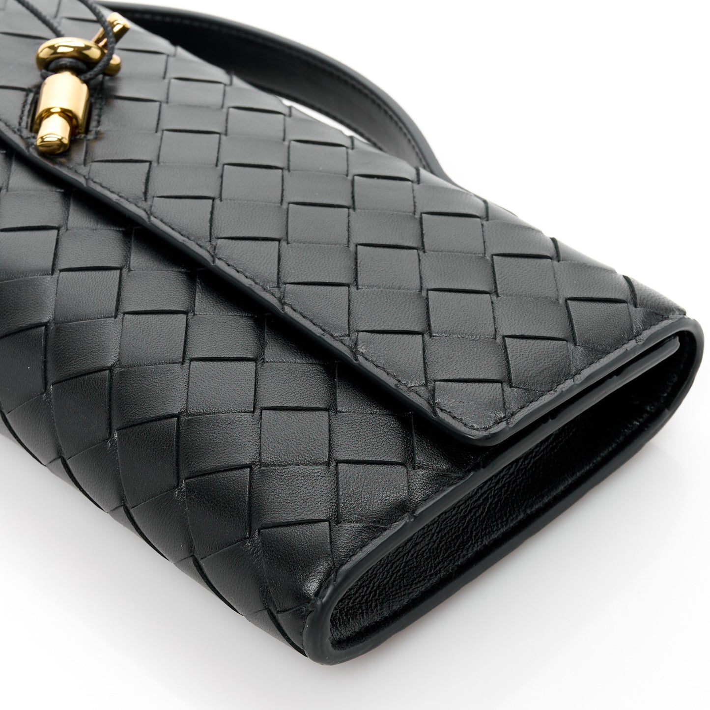 Nappa Intrecciato Long Andiamo Top Handle Clutch Black