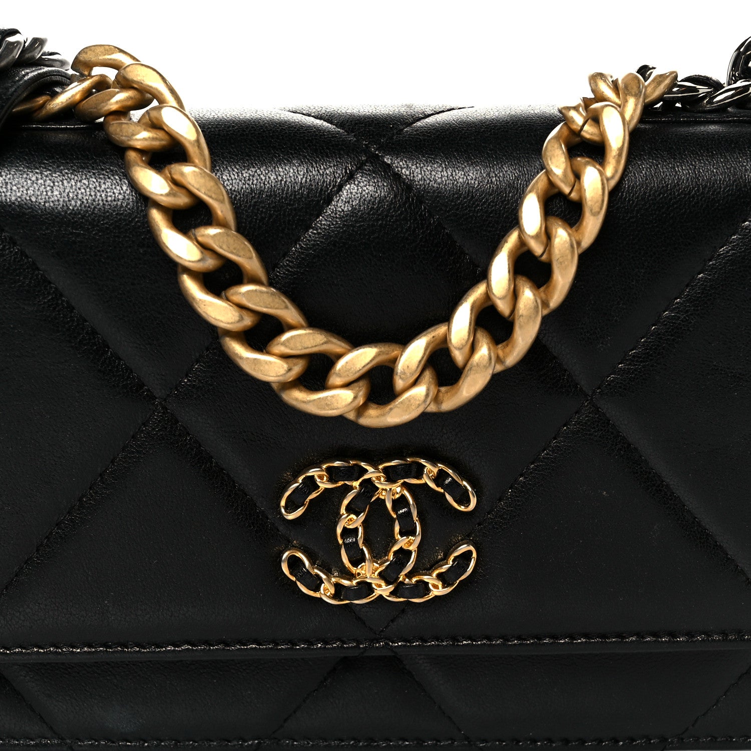 Chanel Goatskin Quilted Chanel 19 Wallet On Chain WOC Black 9 of 12