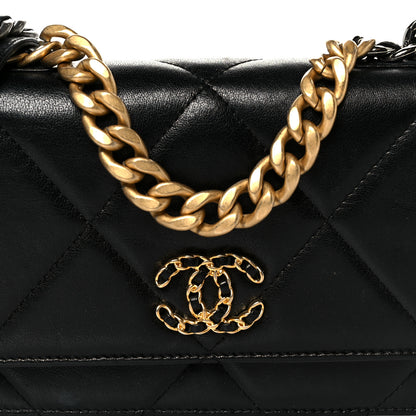 Chanel Goatskin Quilted Chanel 19 Wallet On Chain WOC Black 9 of 12