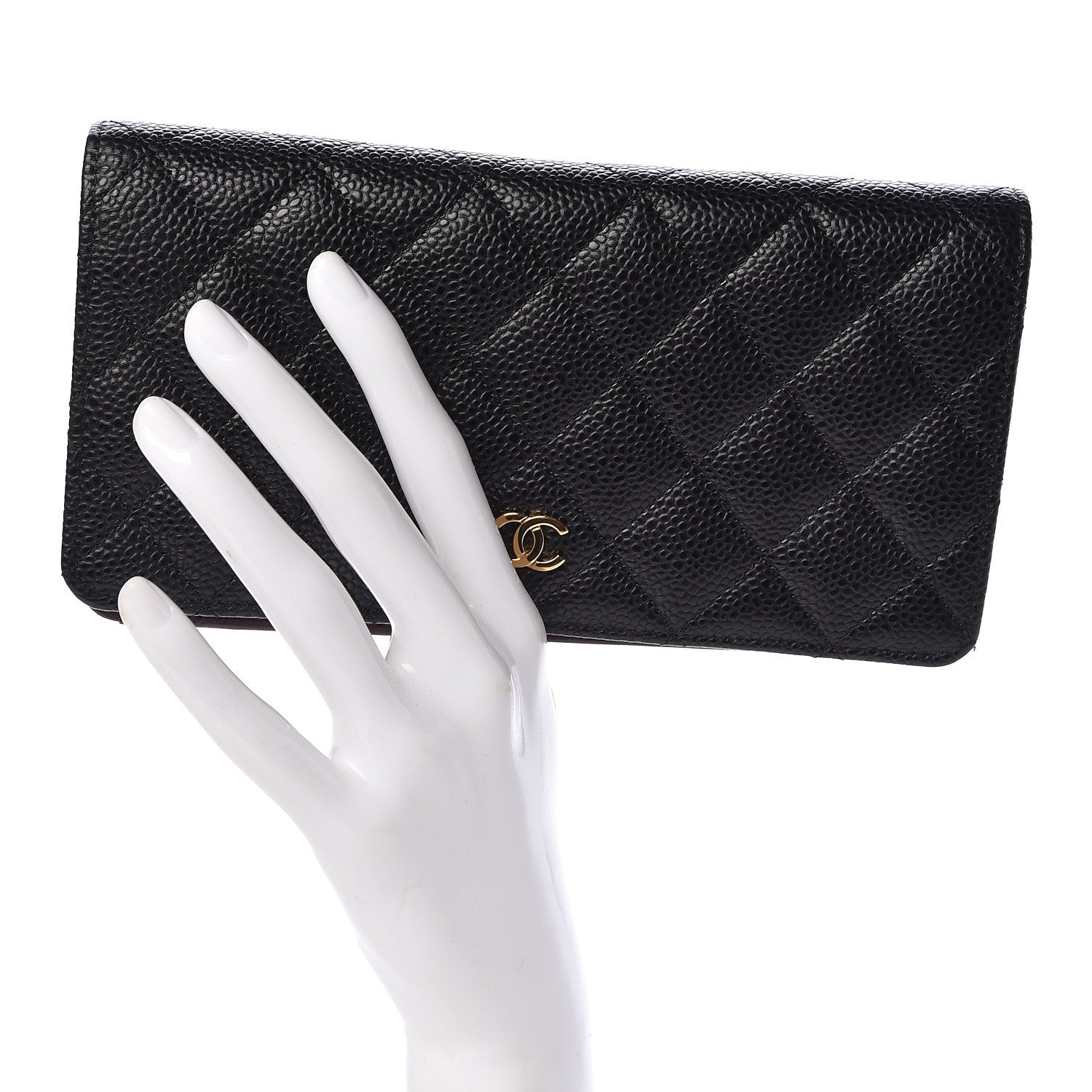 Chanel Caviar Quilted Yen Wallet Black 2 of 10