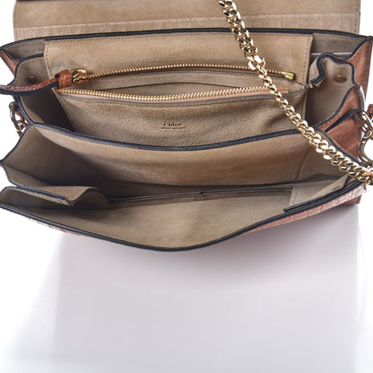 Chloe Calfskin Crocodile Embossed Medium Faye Shoulder Bag Mahogany 5 of 11