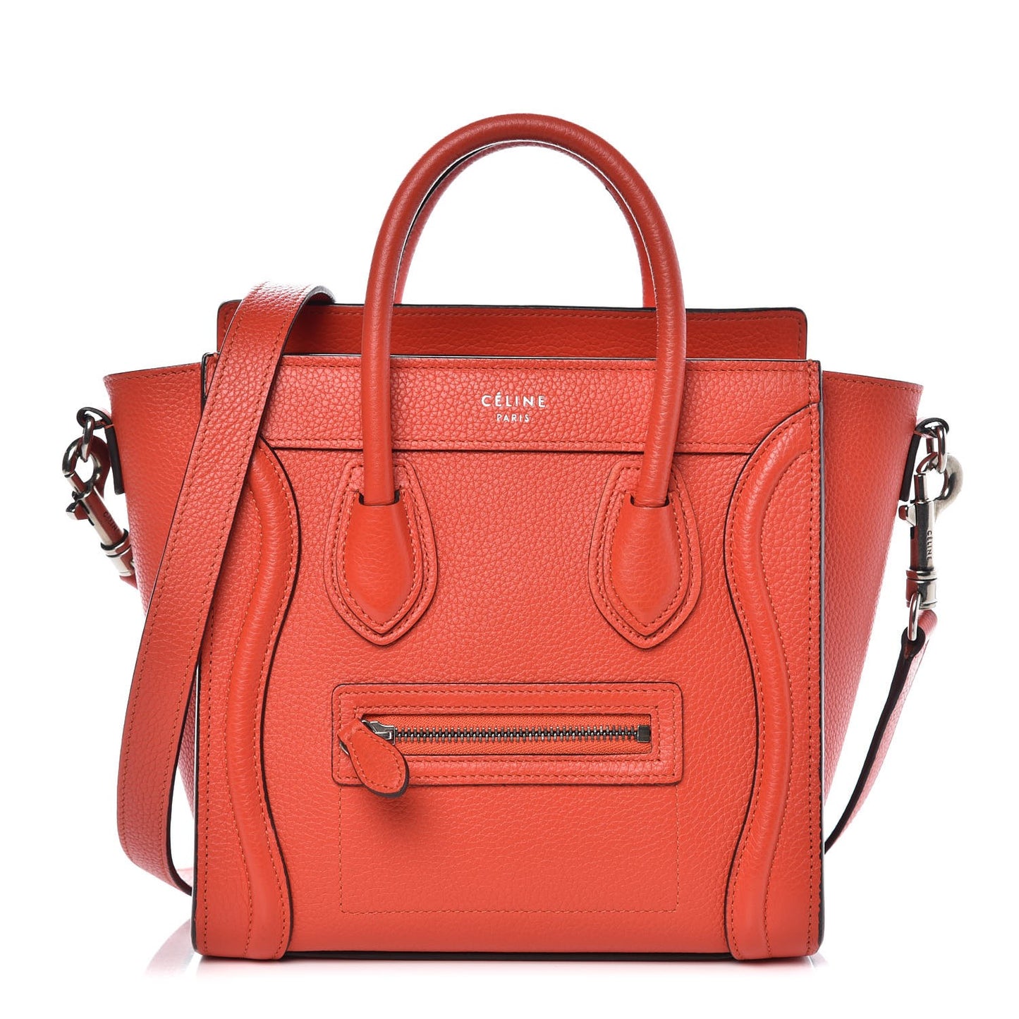 Drummed Calfskin Nano Luggage Vermillion